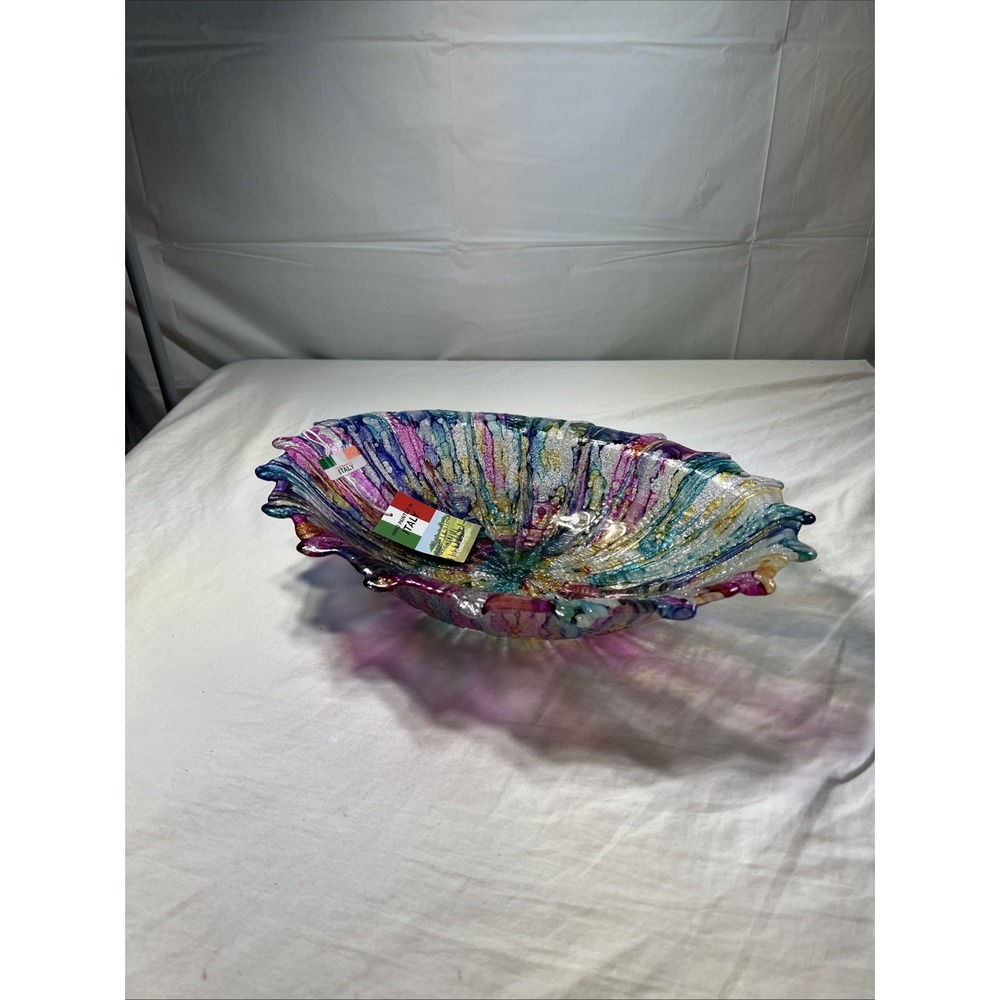 ITALIAN ART GLASS BOWL. GORGEOUS COLORS! BRAND NEW